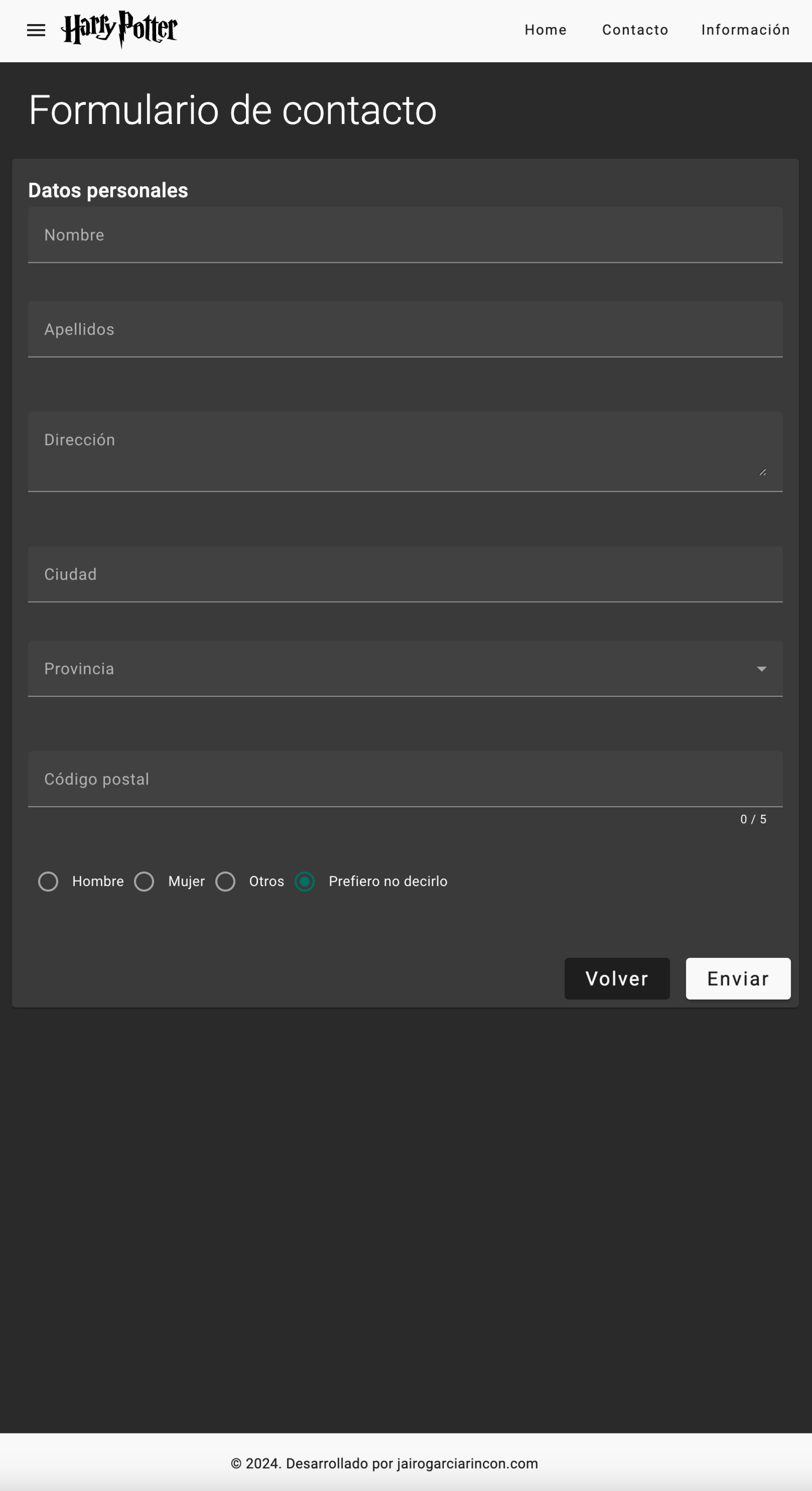 24 Página contacto tablet - Modo oscuro